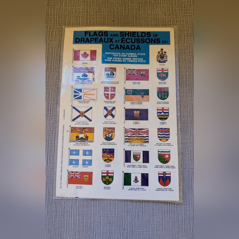 Canada Stamp Album Page with Provincial Flags